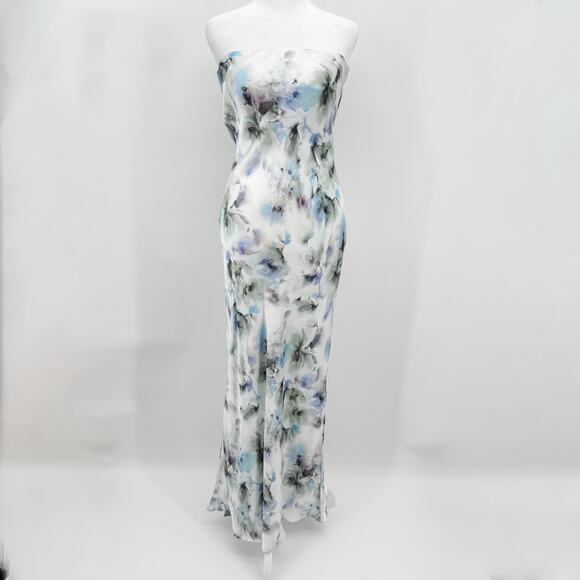 Bec & Bridge Dress Maxi Blue Sz 6 Moondance Strapless Moon Dance White Green - Picture 2 of 10